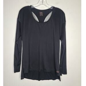 Calia black long sleeve racer back shirt with mesh back - small